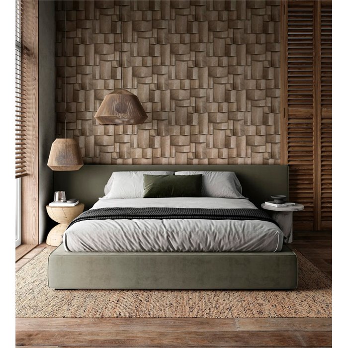 Marburg|Tapete 3D-Holzblöcke in Braun und Beige, modern|3D-Effekt