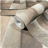 Papel pintado bloques madera 3D marrón y beige moderno - Marburg Timber 35388