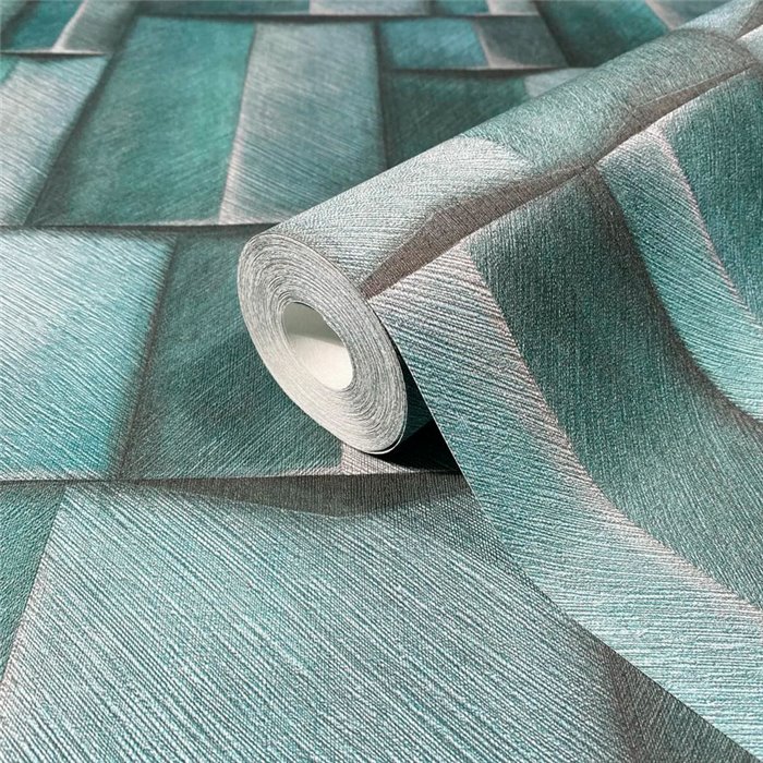 Marburg|Wallpaper 3D turquoise and blue modern wood blocks|3D Effect
