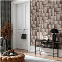 Marburg|Papier Peint blocs de bois 3D marron et gris moderne|Effet 3D