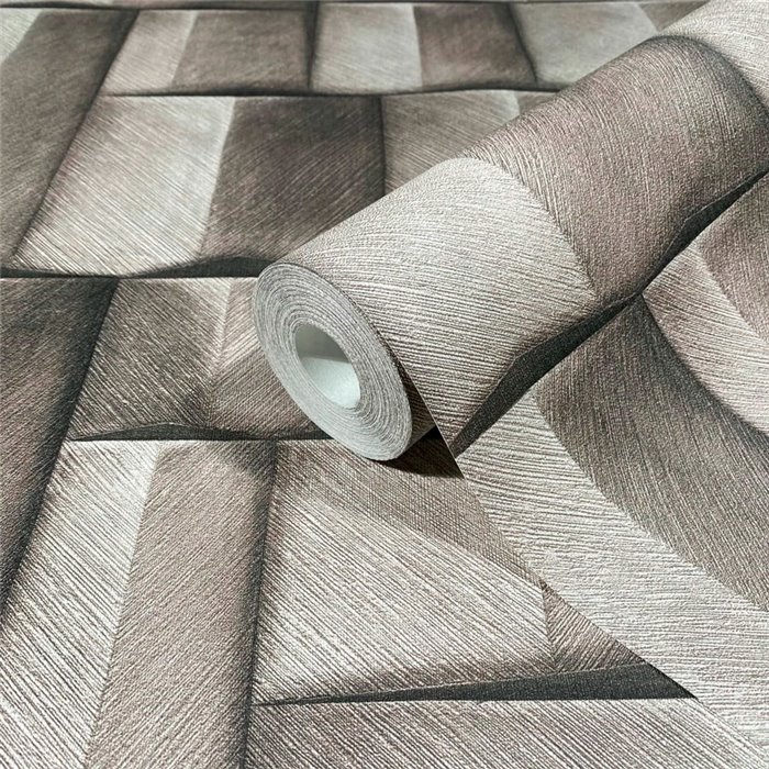Marburg|Papel pintado bloques madera 3D marrón y gris moderno|Efecto 3d