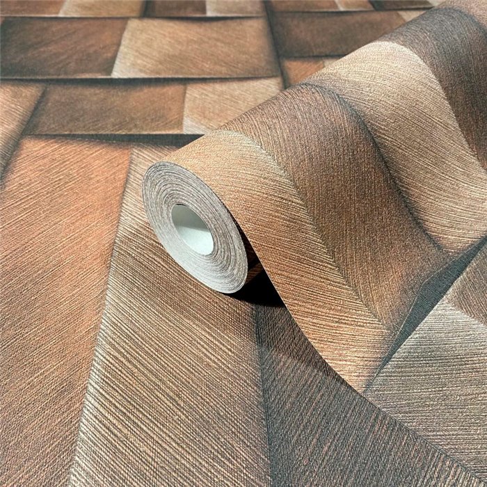 Marburg|3D brown modern wooden block wallpaper|3D Effect