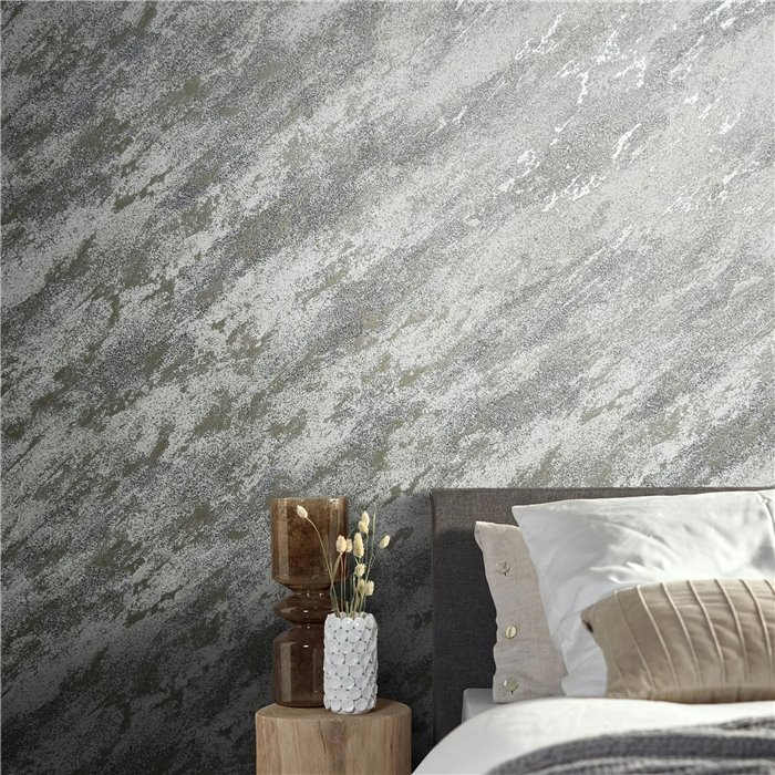 Marburg|Modern wallpaper with metallic silver gray details|Stucco Imitation