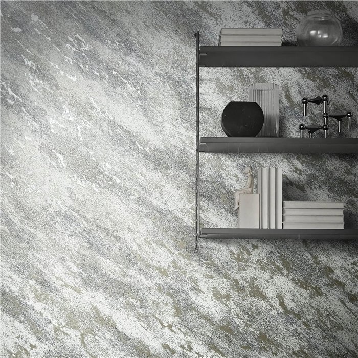 Marburg|Papel pintado moderno detalles metálizados gris plata|Imitacion Estuco