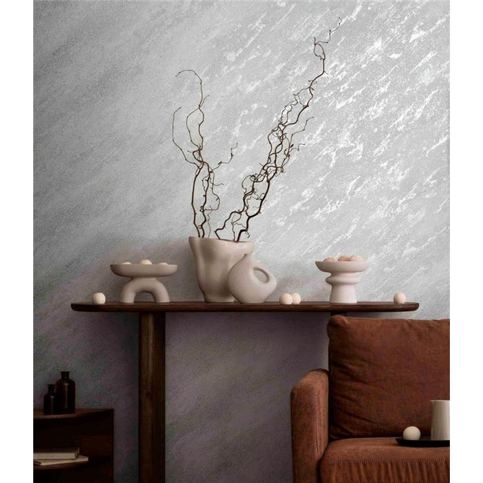 Marburg|Tapete mit silberner Betonoptik|Stuckimitat