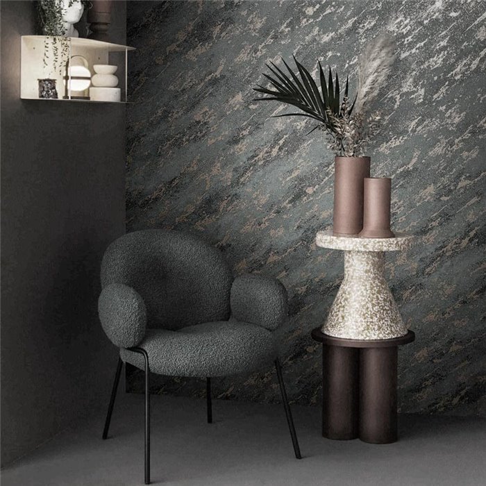 Marburg|Wallpaper gray concrete and metallic copper|Stucco Imitation