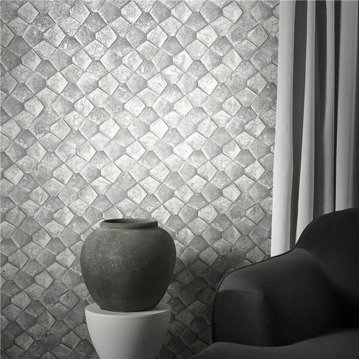Marburg|Wallpaper mosaic stone gold and gray|Wallpaper