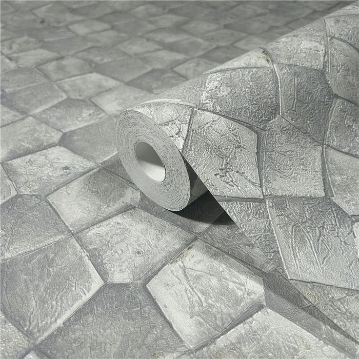 Papel pintado mosaico piedra dorado y gris - Marburg Eclectic 86528