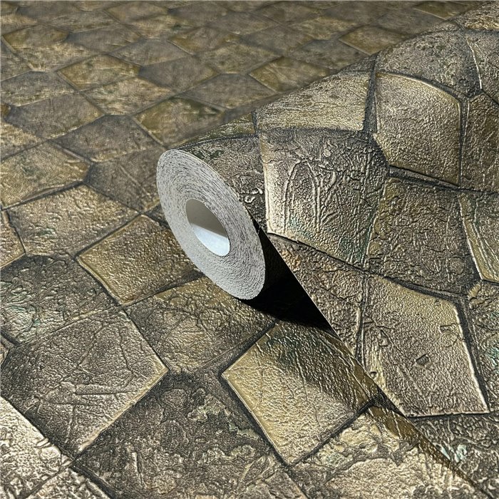 Marburg|Papel pintado mosaico piedra dorado moderno|Papel Pintado
