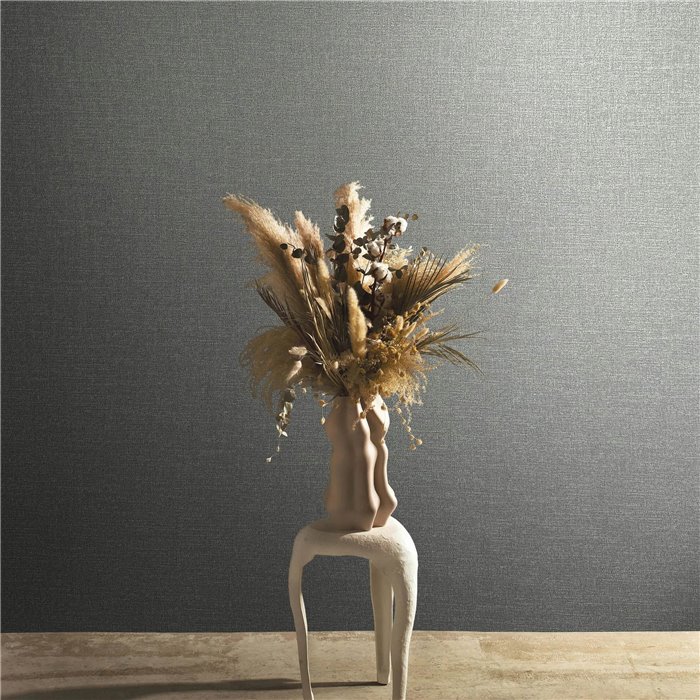 Marburg|Papel pintado liso efecto textil gris y verde moderno|Imitacion Tela