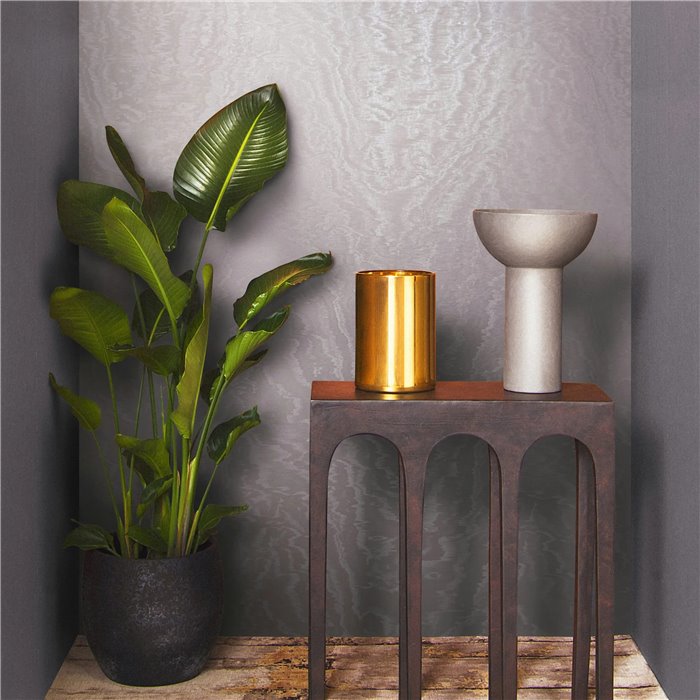 Papel pintado efecto seda rosa y gris moderno - Marburg Eclectic 86539