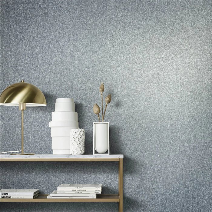 Marburg|Wallpaper smooth modern blue chrome effect|Wallpaper