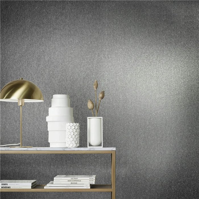 Marburg|Papier Peint uni effet chromé gris anthracite moderne|Papier Peint