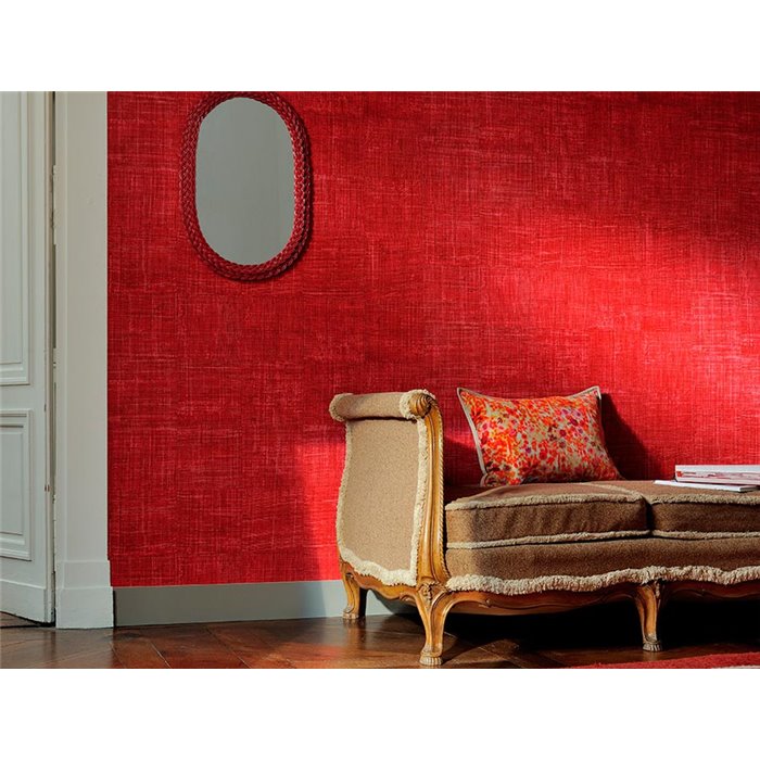 Papel pintado textura rafia rojo gama alta - Élitis Raffia & Madagascar VP60147