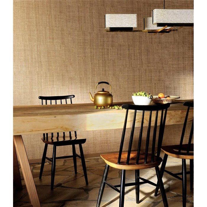 Elitis|Papier peint imitation fibre naturelle jaune haut de gamme|Imitation Raphia