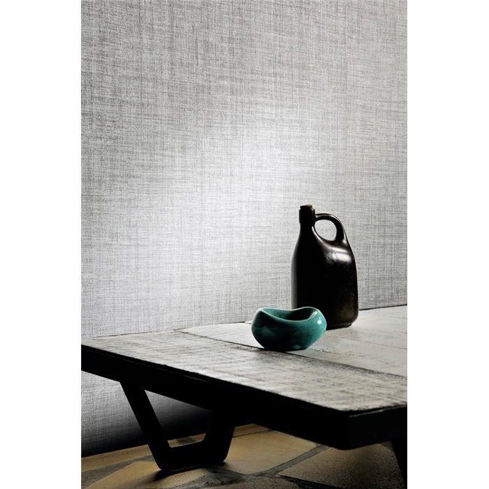 Papel pintado efecto fibra vegetal gris - Élitis Raffia & Madagascar VP60204