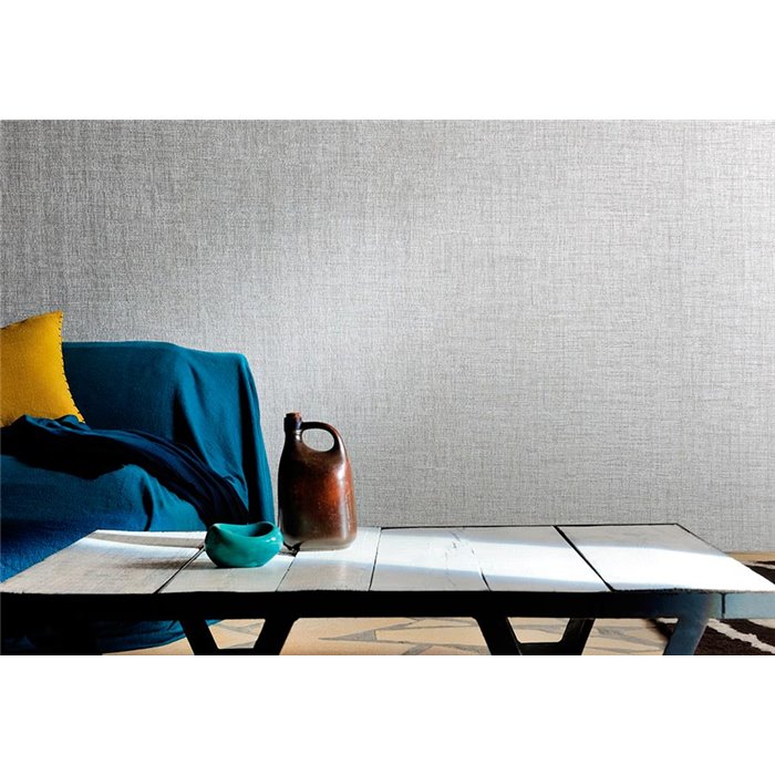 Papel pintado efecto fibra vegetal gris - Élitis Raffia & Madagascar VP60204