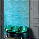 Elitis|Vinyl turquoise-coloured wood wallpaper with relief|Wood Imitation