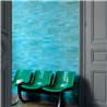 Elitis|Vinyl turquoise-coloured wood wallpaper with relief|Wood Imitation