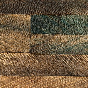Casamance|Papier peint mosaïque feuilles exotiques effet bois beige|Imitation Bois