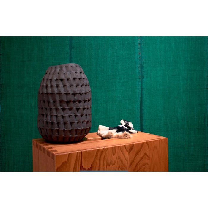 Elitis|Tapete mit natürlicher Leinen- und Seidenstruktur in Grün|Textilimitation