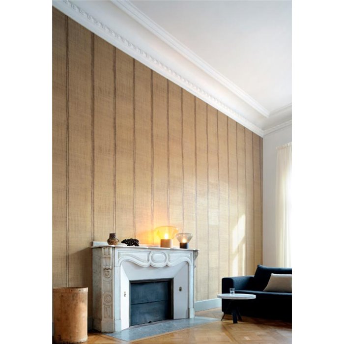 Elitis|Rustic camel-coloured linen texture wallpaper|Fabric Imitation