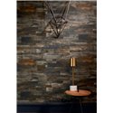 Elitis|Brown and black wood wallpaper with textured relief|Wood Imitation