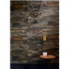 Elitis|Brown and black wood wallpaper with textured relief|Wood Imitation