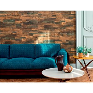 Papeldecor|Tapete Holzbretter mit Blumenmotiven|Holzimitat 2