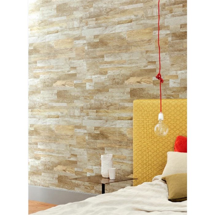 Elitis|High-end beige and grey palm wood wallpaper|Wood Imitation