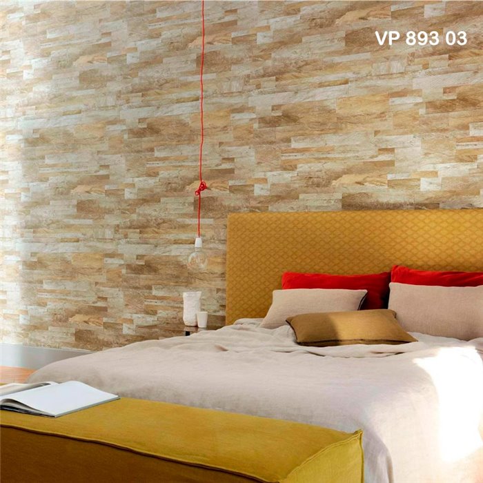 Papel pintado imitación madera gris y beige de gama alta - Élitis Nomades VP89352