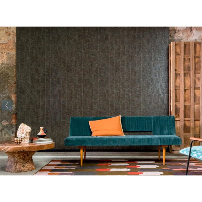 Elitis|Dark-toned wicker wallpaper with sophisticated air|Wallpaper