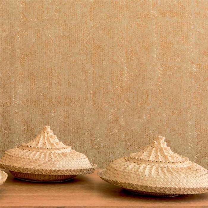 Elitis|Papier peint osier laqué or et bronze style ethnique|Papier Peint