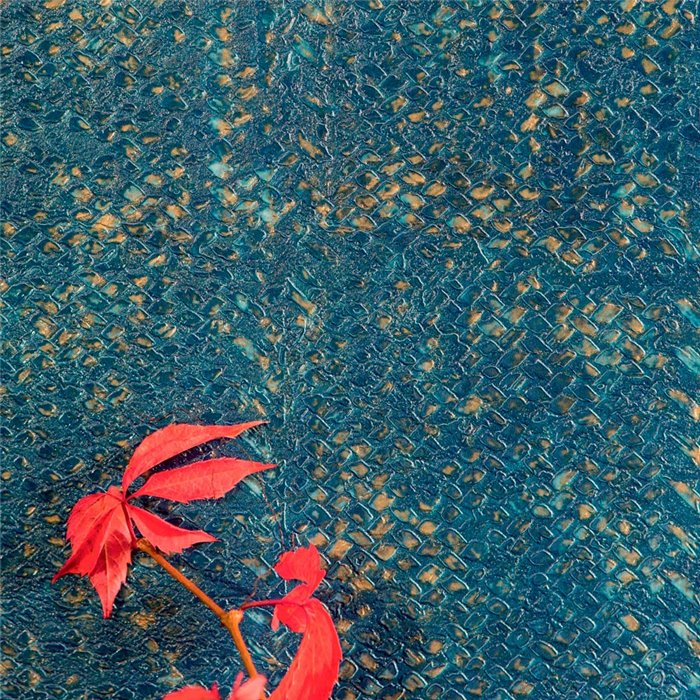 Elitis|Blue wicker wallpaper with lacquered effect and artisanal texture|Wallpaper