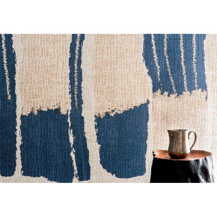 Elitis|Mural pared abstracto textura mimbre azul|Murales de Pared