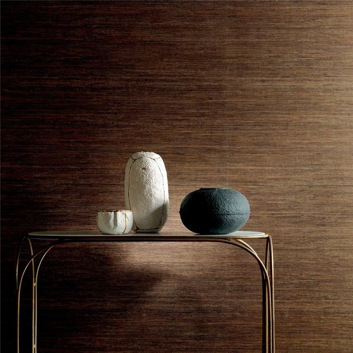 Papel pintado efecto seda estilo japonés marrón oscuro - Élitis Talamone VP85017