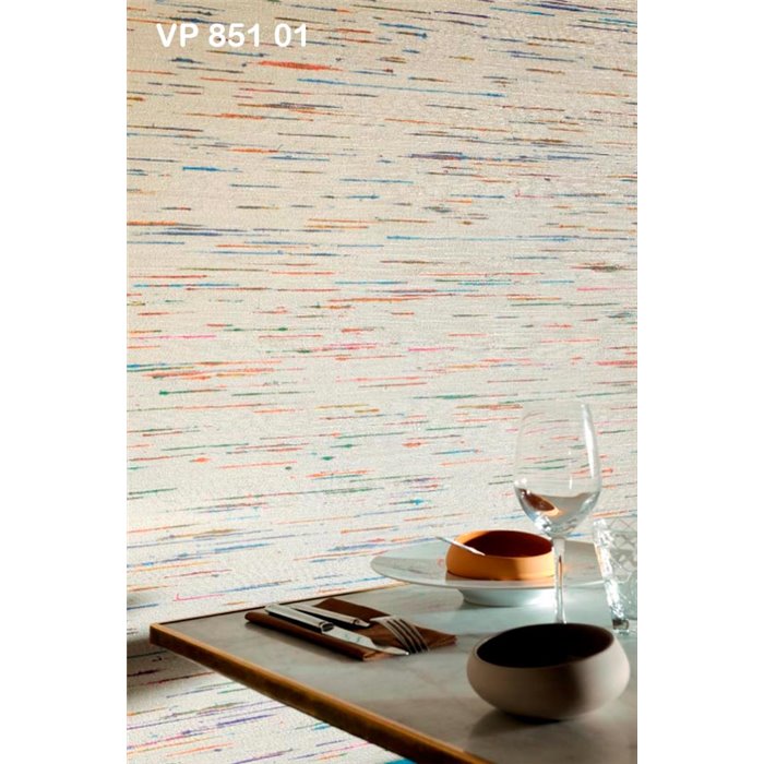 Elitis|Wallpaper with textured silk effect and multicolour lines|Wallpaper