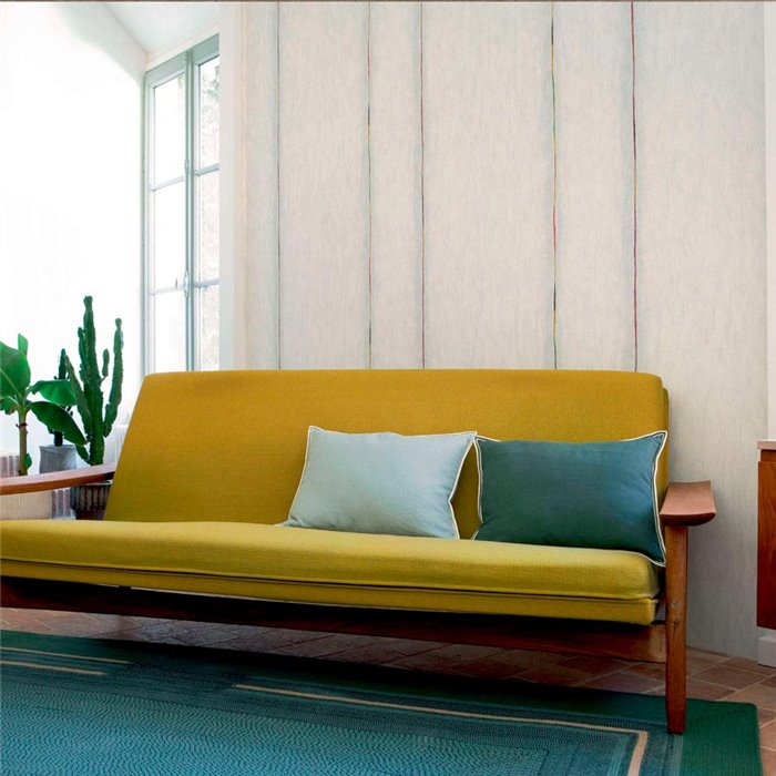 Papel pintado minimalista blanco con relieve y franjas - Élitis Volver VP92101