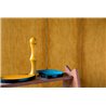 Elitis|Wallpaper with vegetable raffia fibre in mustard colour with green stripes|Wallpaper