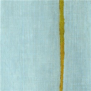 Elitis|Wallpaper with vegetable raffia fibre in mustard colour with green stripes|Wallpaper