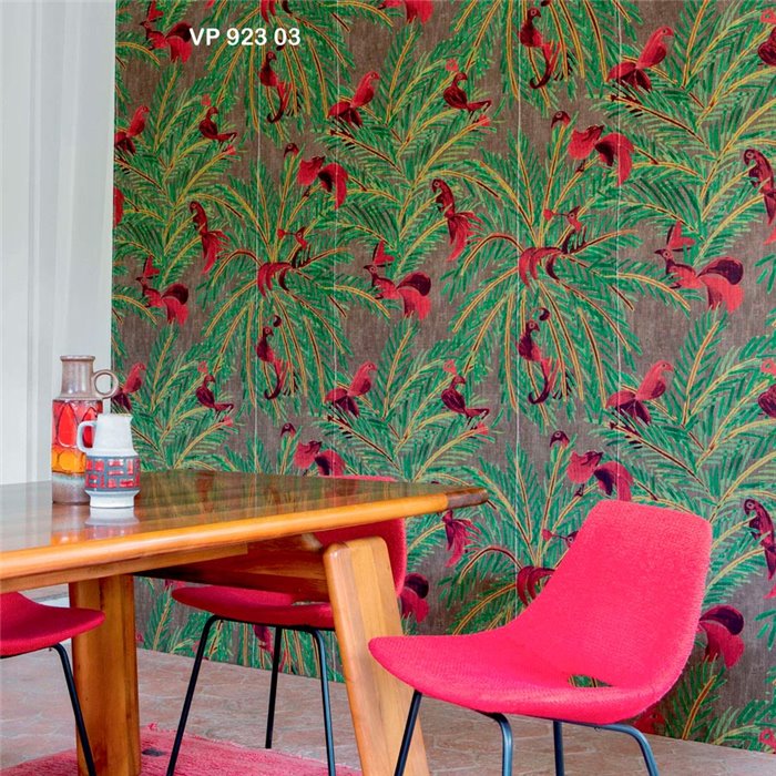 Elitis|Papier peint tropical avec palmiers et oiseaux exotiques|Papier Peint