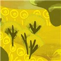 Elitis|Asian landscape wallpaper in yellow, poetic and figurative|Wallpaper
