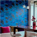 Elitis|Tapete mit blauen Hügeln und Bäumen, orientalischer Stil|Tapeten