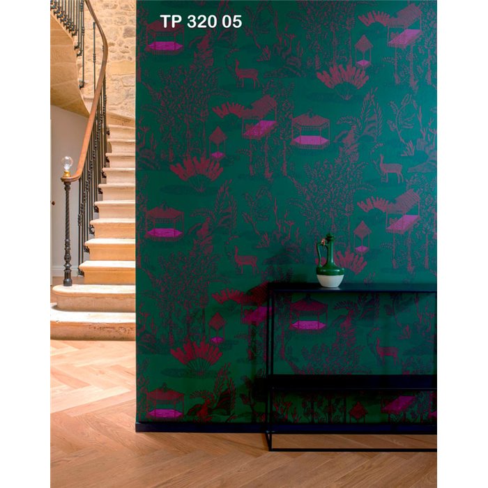 Elitis|Exotische Tapete mit Szenen indischer Kunst|Tapeten