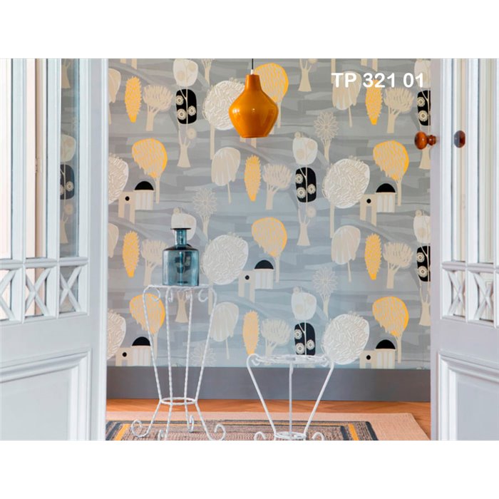 Elitis|Illustrierte Tapete mit Bäumen und Landschaften|Tapeten