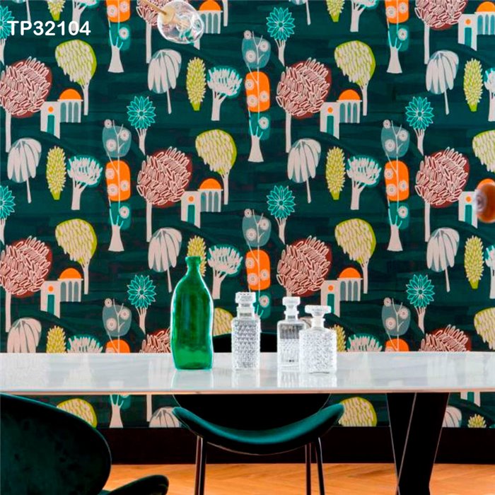Elitis|Illustrated wallpaper with trees and landscapes|Wallpaper
