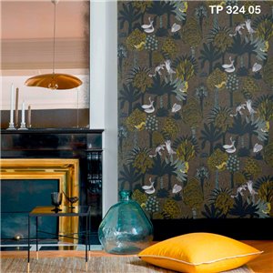 Casadeco|Papier peint style zen feuilles de bambou jaune|Papier Peint 2
