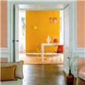 Elitis|Vinyl wallpaper with natural silk in mustard yellow|Wallpaper