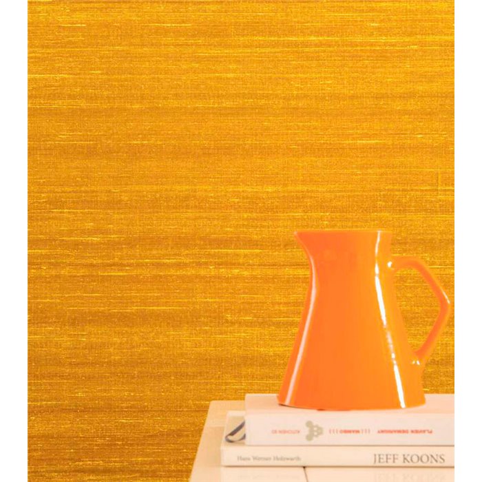 Elitis|Papier peint vinyle en soie naturelle jaune moutarde|Papier Peint