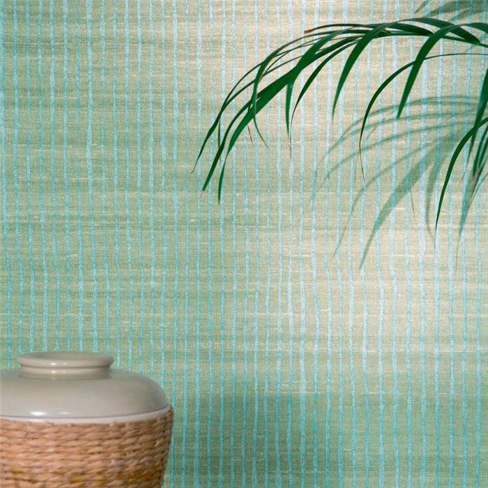Elitis|Wallpaper with irregular green stripes, high-quality textile effect|Wallpaper